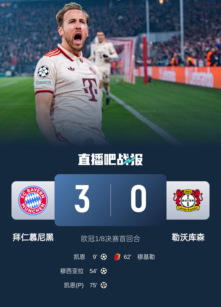 拜仁轻取对手，锁定欧冠半决赛名额！
